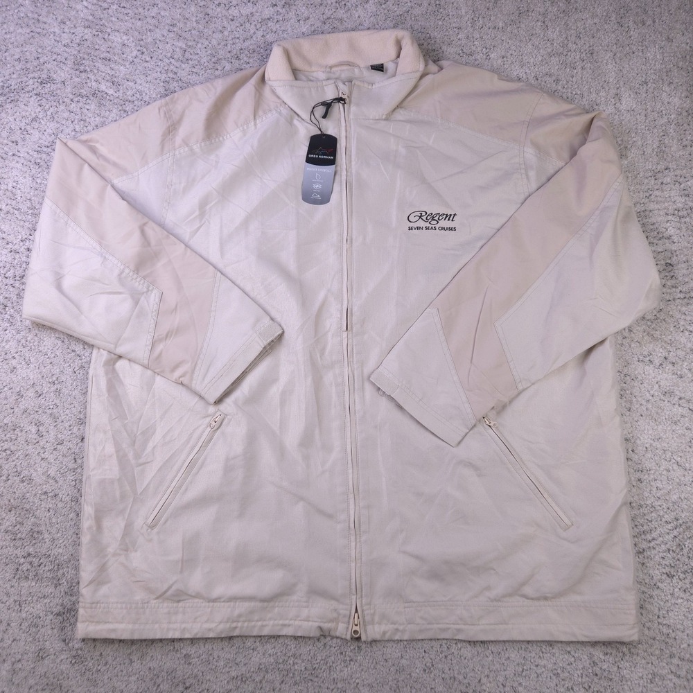 Greg Norman Golf Jacket Mens XXXL Full Zip PlayDry Performance Windbreaker Beige